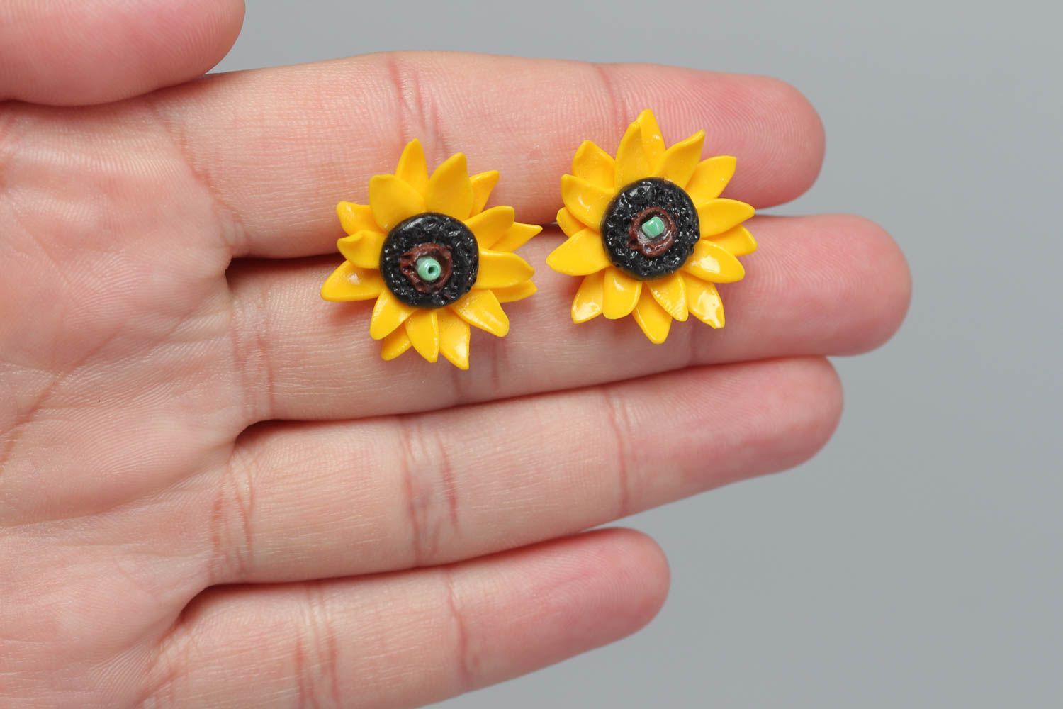 Unusual handmade plastic flower stud earrings designer jewelry gifts for girls photo 5