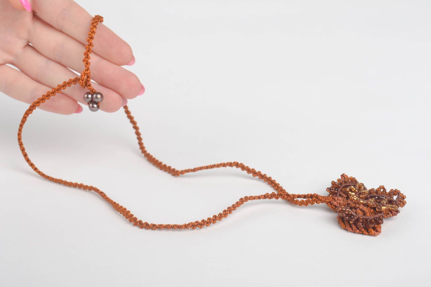 Handmade pendant designer pendant macrame pendant beaded jewelry unusual gift photo 5