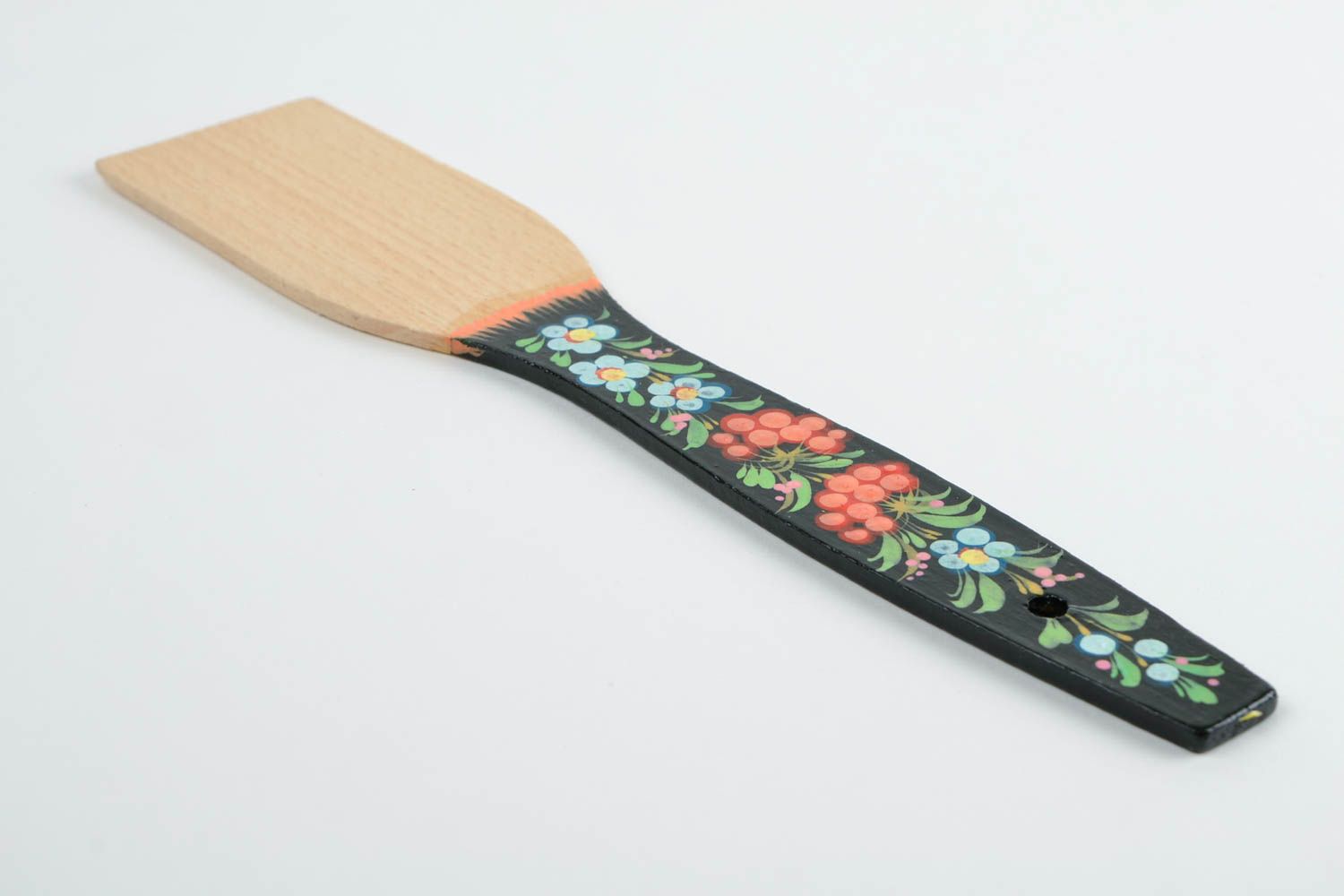 Деревянная лопатка для сковороды ручной работы с Петриковской росписью для кухни фото 4
