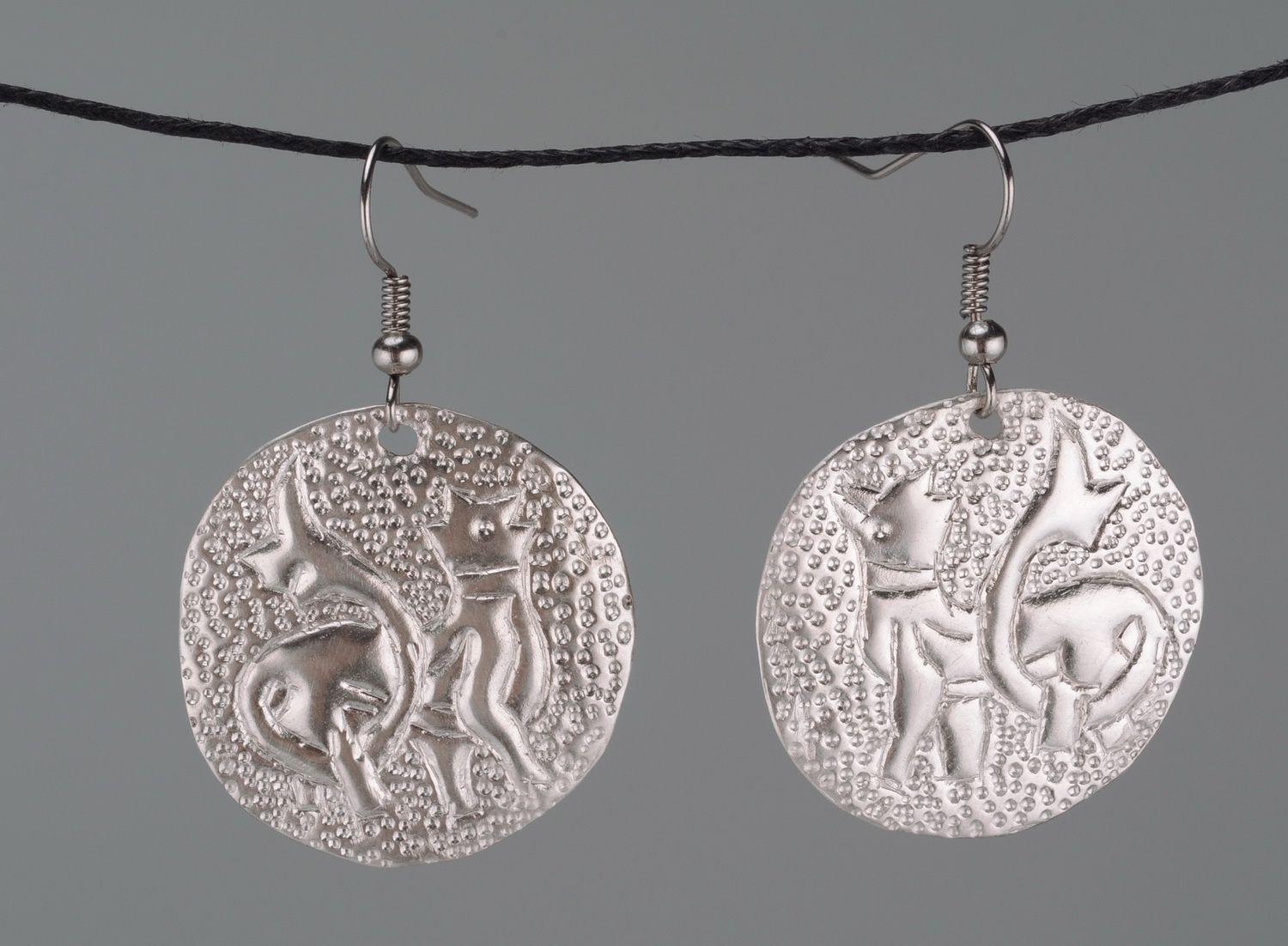 Metal earrings Simargles with silvering photo 4