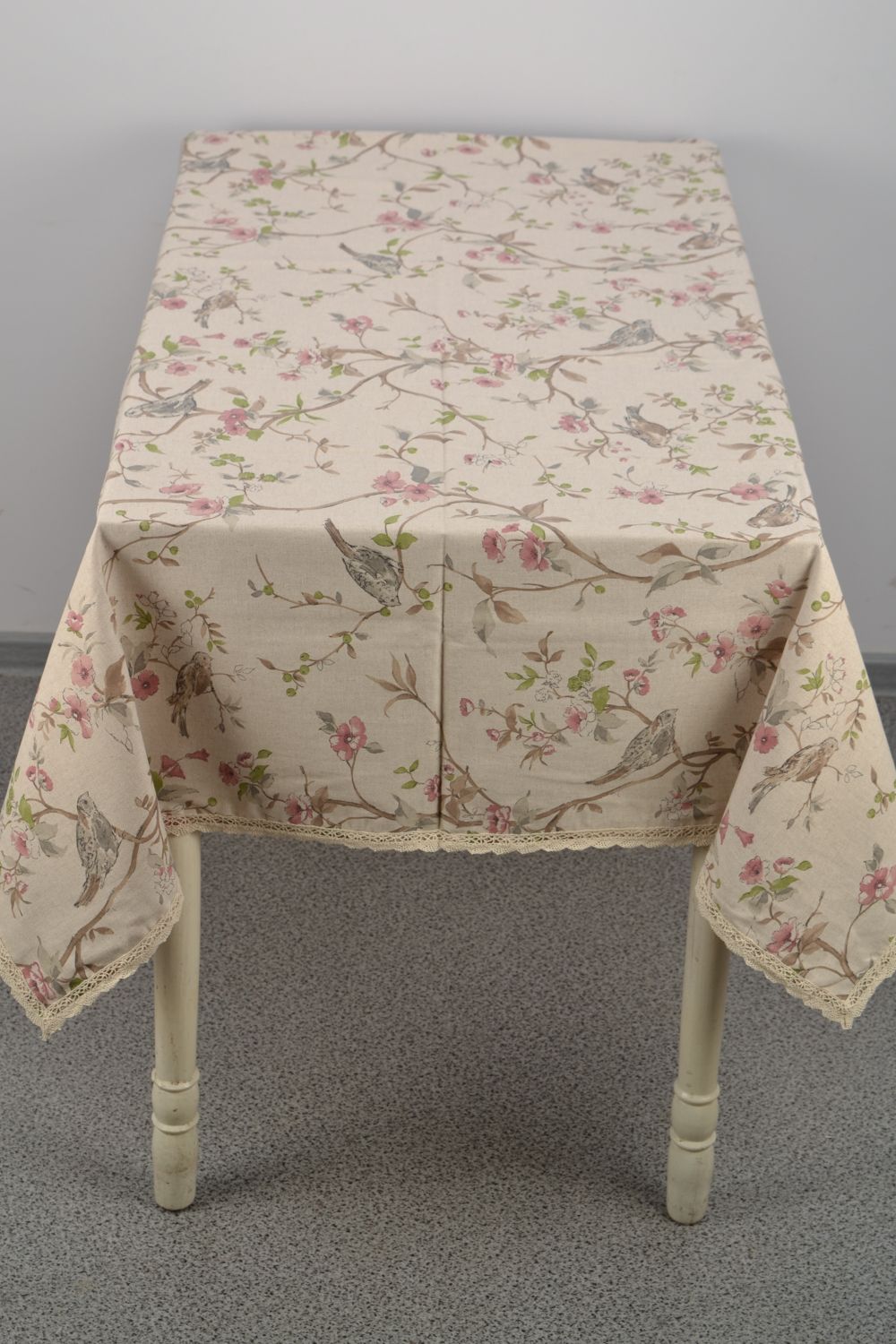 Nappe de table en tissu de coton faite main rectangulaire avec dentelle photo 4