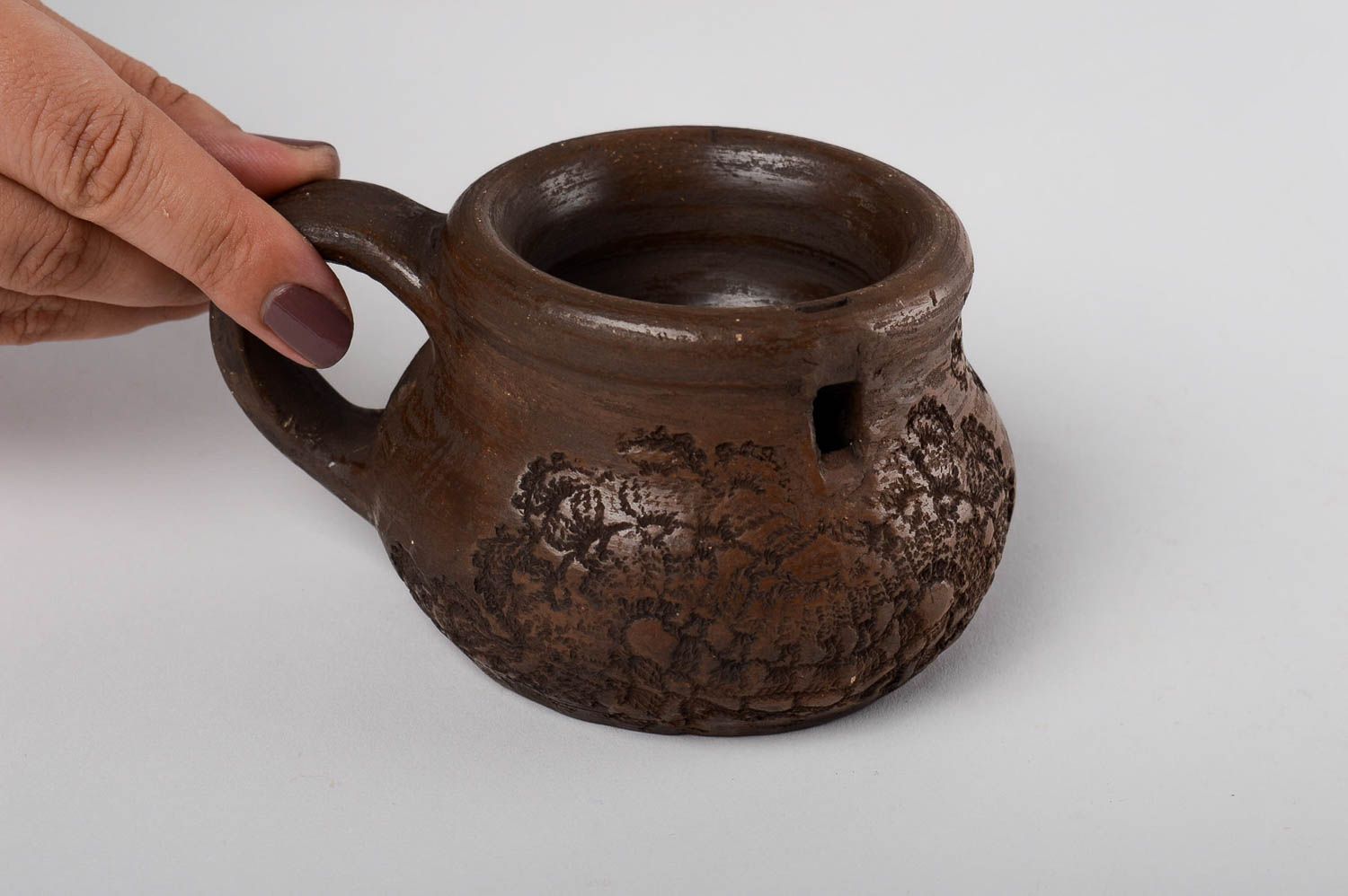 Tee Tasse handmade Keramik Geschirr Flöte aus Ton originelles Geschenk schön  foto 5