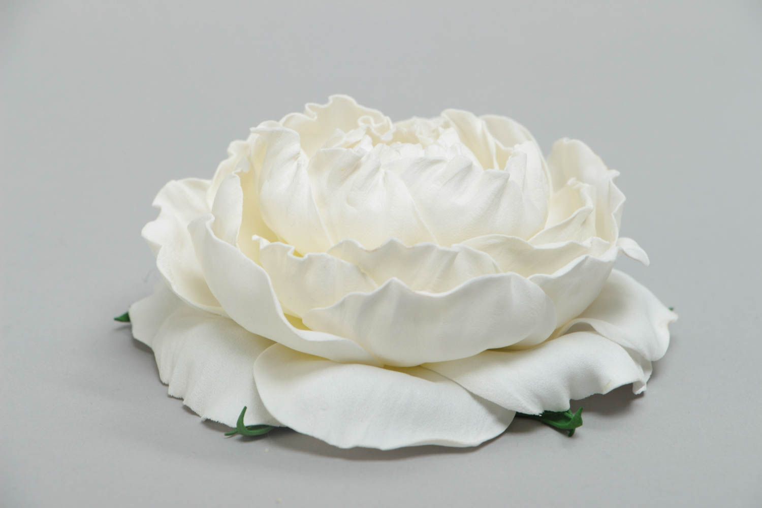Handmade large decorative foamiran white flower for DIY jewelry making photo 3