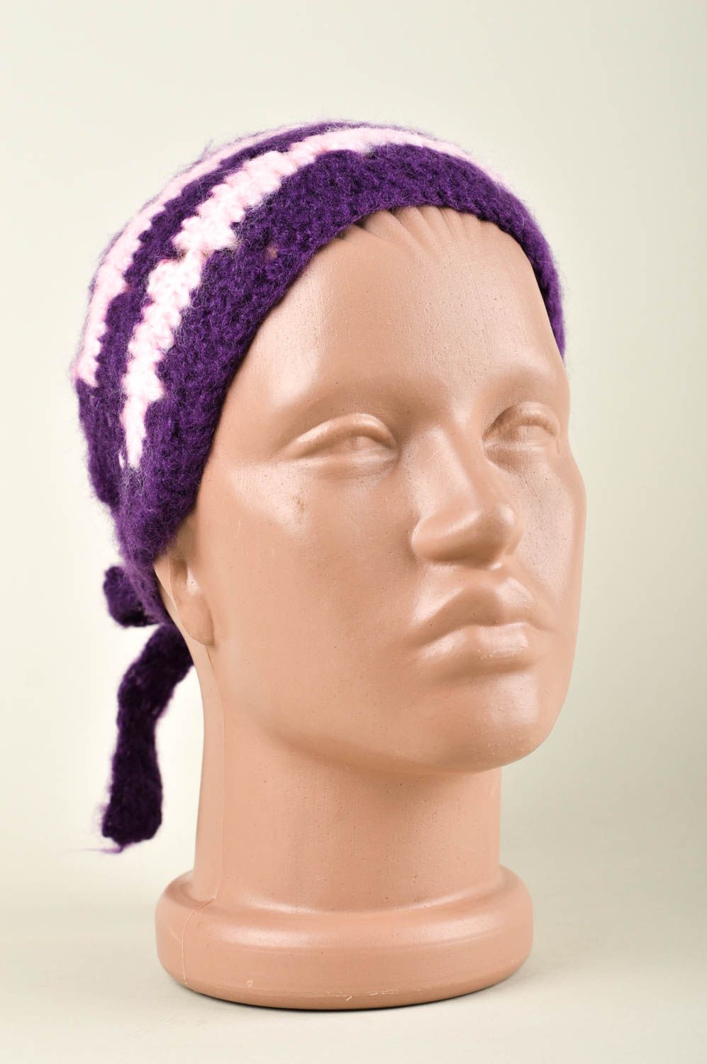 Cache oreilles violet laine