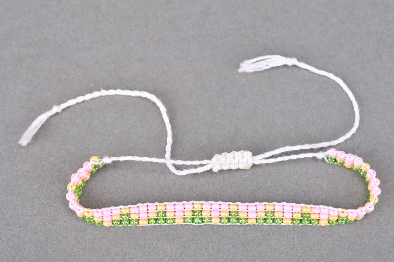 Beautiful designer handmade three-lane woven bead bracelet for women photo 2