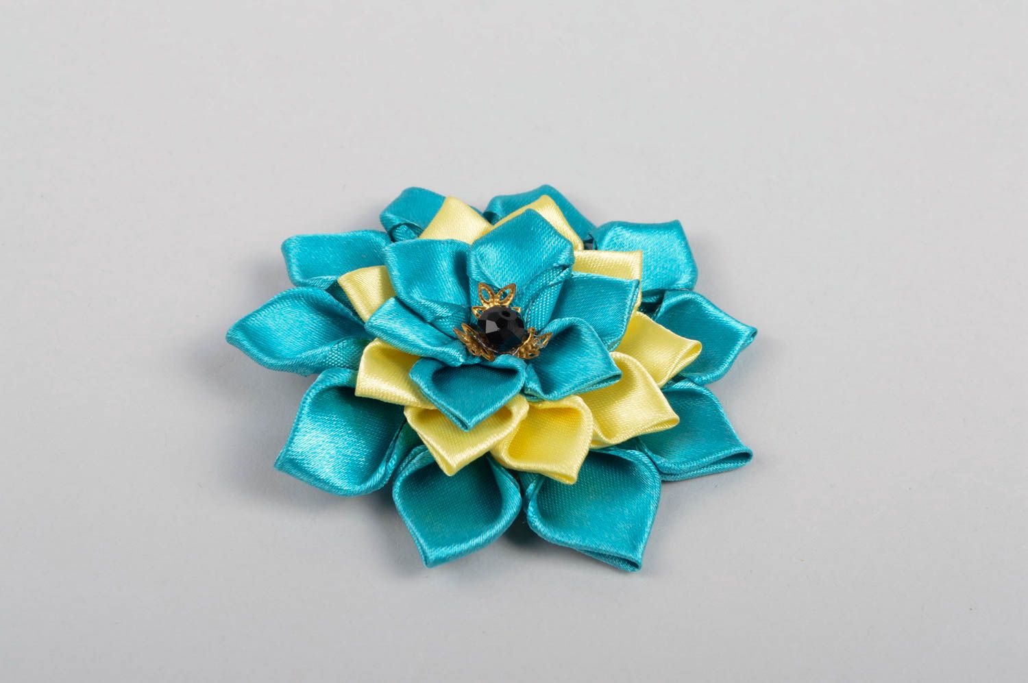 Blau gelbe Blume Haarspange handgemachter Schmuck Accessoire für Mädchen foto 2