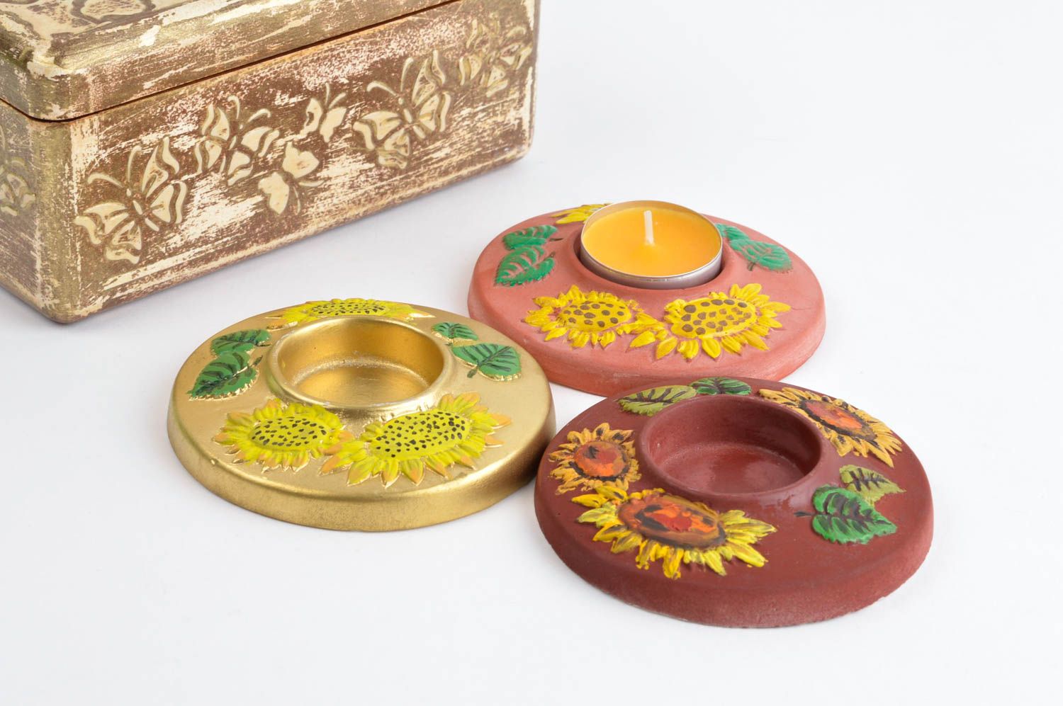 Porta velas hecho a mano decoración de hogar objetos de decoración de yeso foto 1