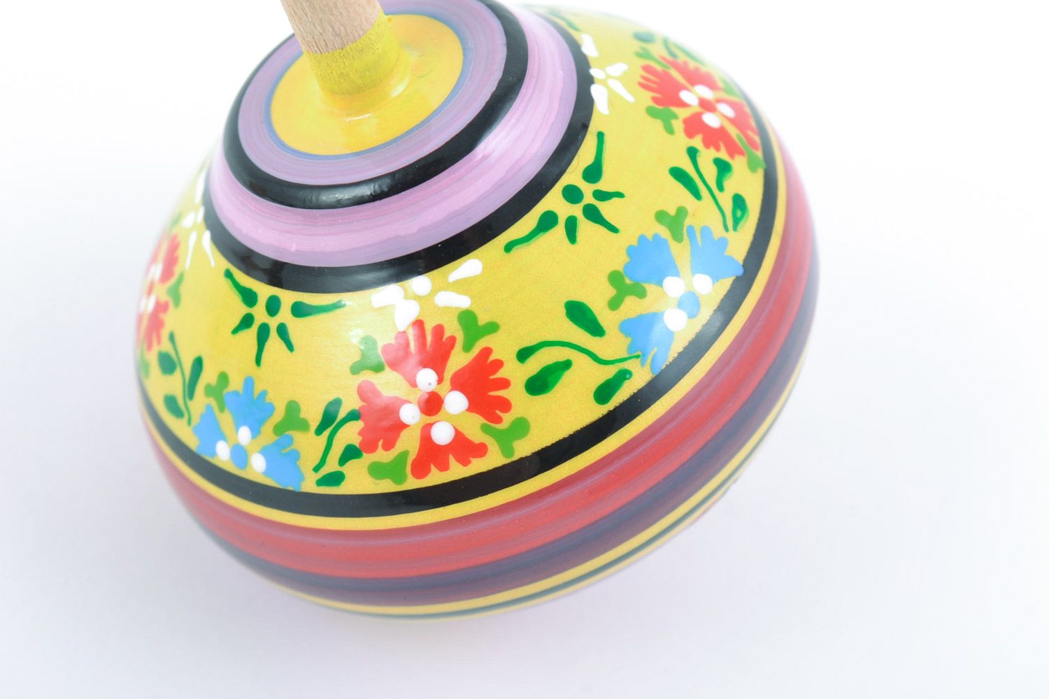 Wooden handmade spinning top with eco-friendly painting toys for children photo 5