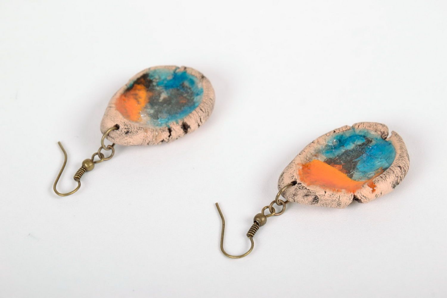 Ceramic and glass earrings photo 1