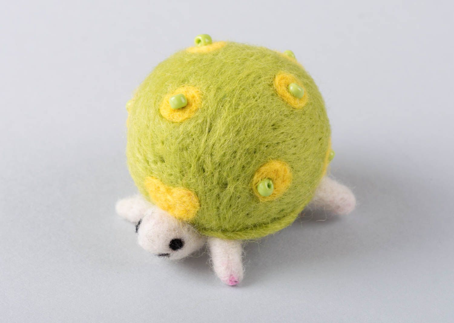 Little handmade felt turtle woolen soft toy designer interior toy for children photo 2
