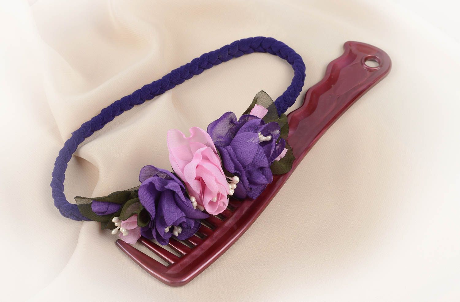 Handmade headband beautiful hair accessories purple headband hair jewelry  photo 5