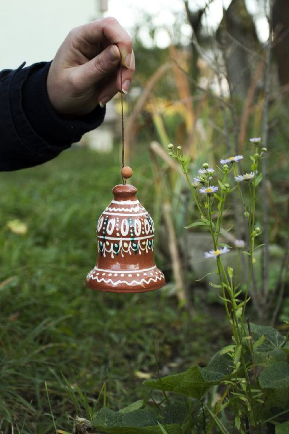 Campanello in ceramica fatto a mano campanello di argilla decorazioni di casa
 foto 4