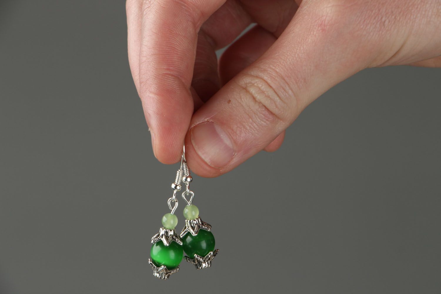Earrings with chrysoprase photo 4