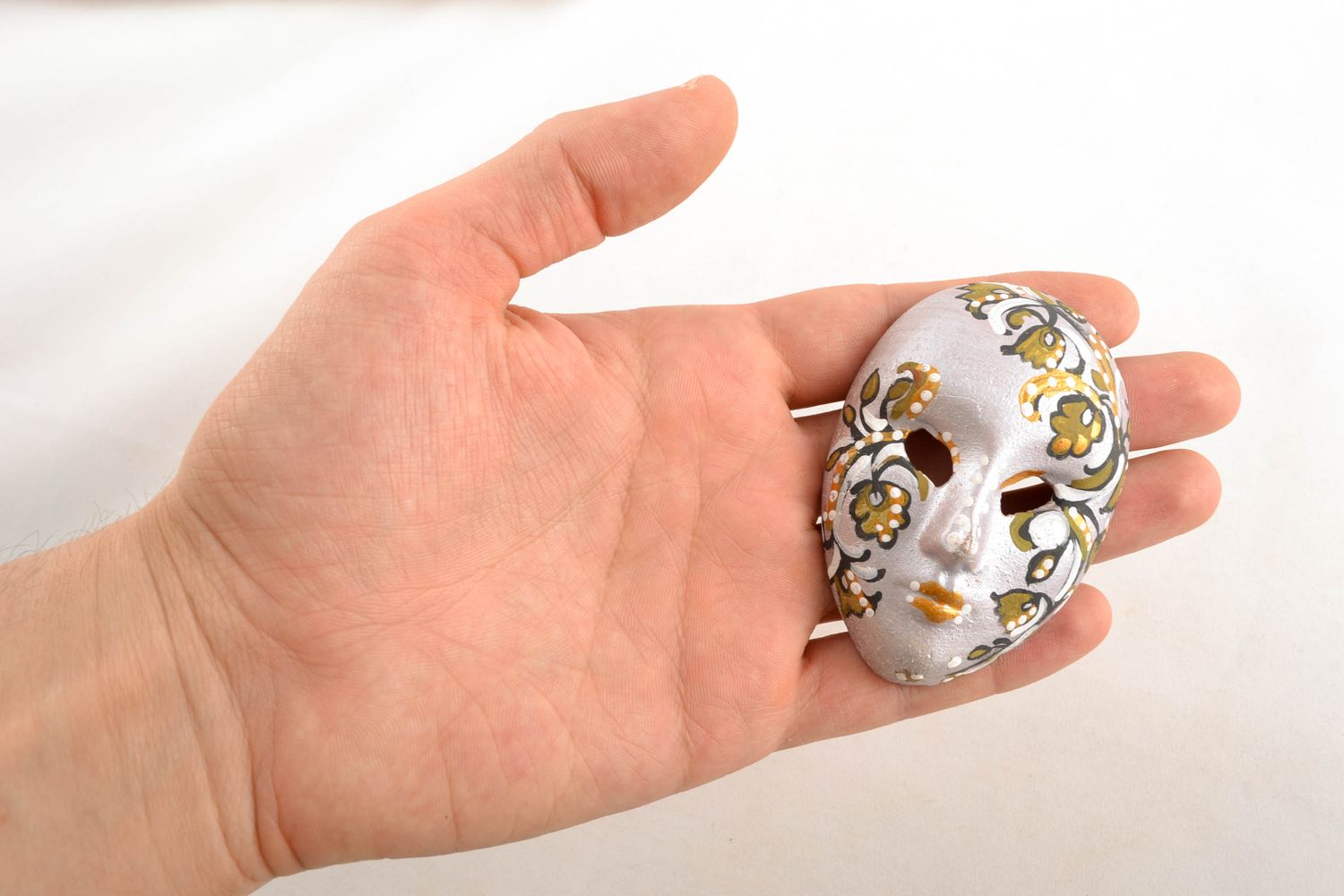 Maschera di carnevale piccola fatta a mano in ceramica decorazione da parete  foto 1