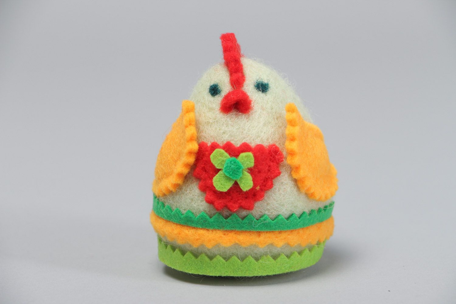 Handmade small toy chicken made using wool felting technique home decor photo 2