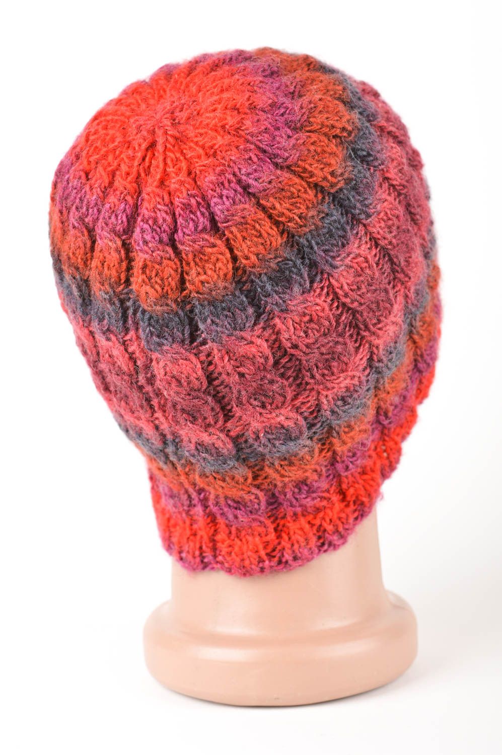 Вязаная шапка ручной работы модная стильная шапка радужная зимняя шапка фото 5