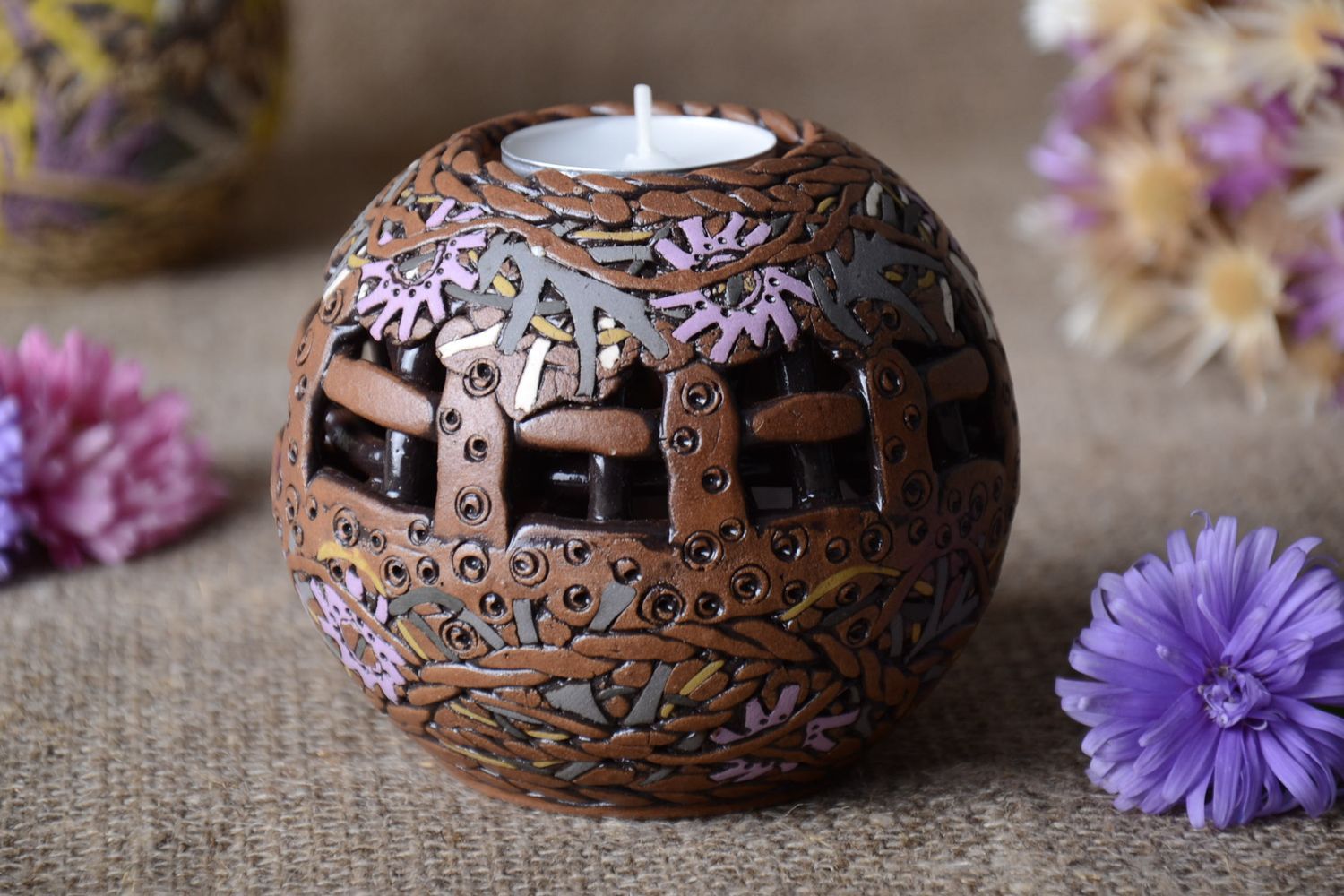 Handmade beautiful candlestick unusual designer candlestick ceramic home decor photo 1