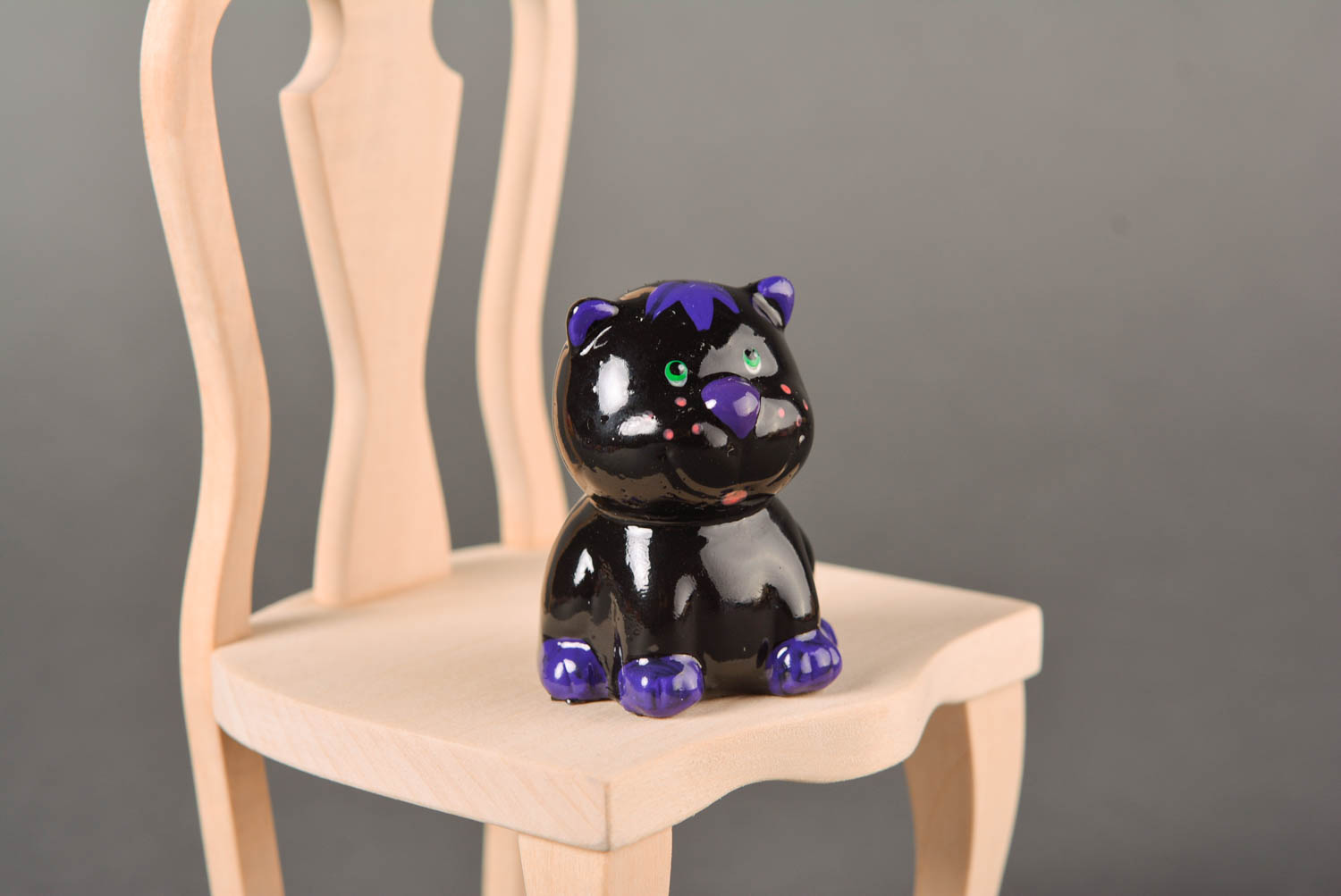 Figur aus Gips handgemacht kreative Geschenkidee Wohnzimmer Deko  Katze schwarz foto 1