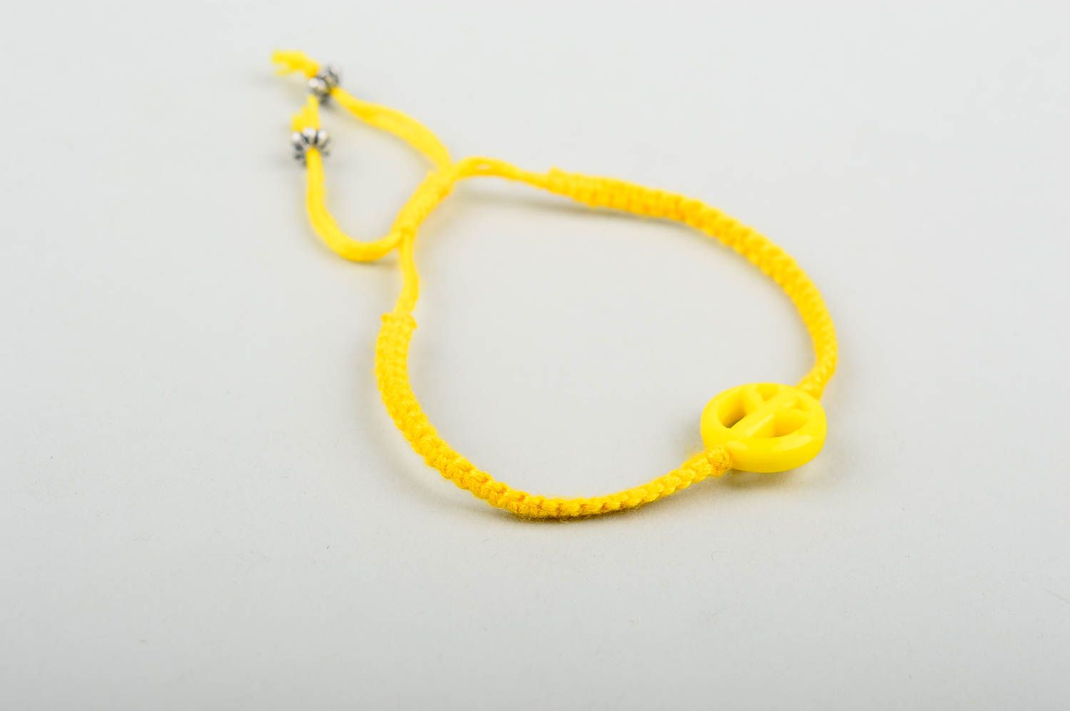 Handmade bright yellow bracelet unusual textile bracelet elegant jewelry photo 3