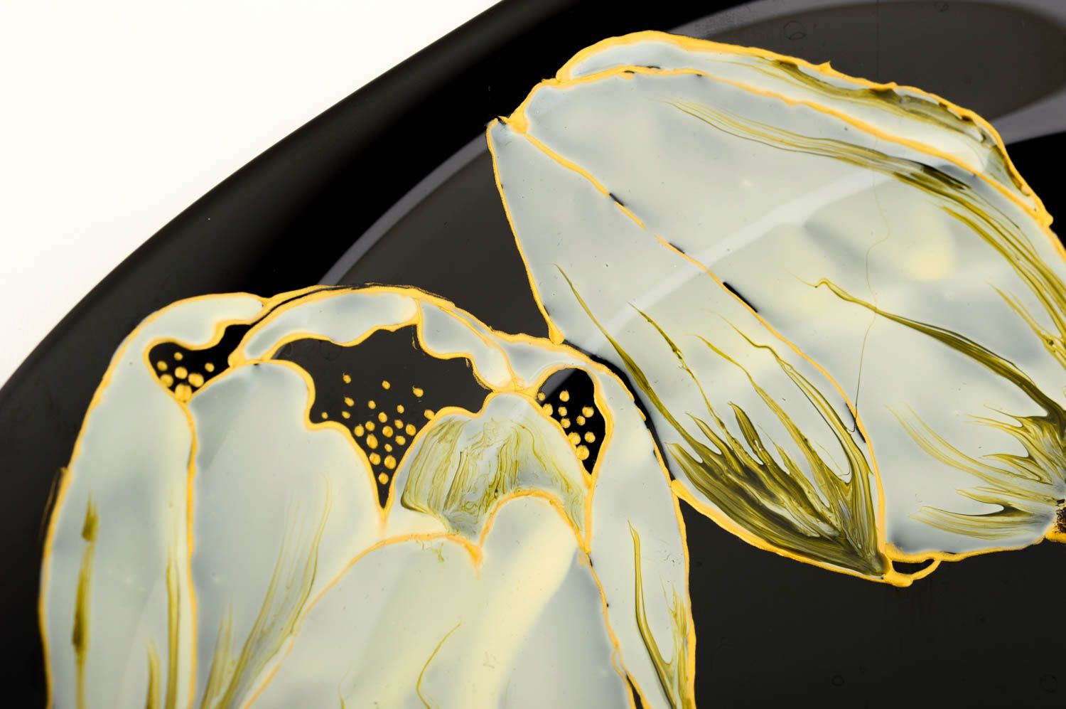 Plato de cristal hecho a mano vajilla moderna utensilio de cocina con tulipanes foto 5