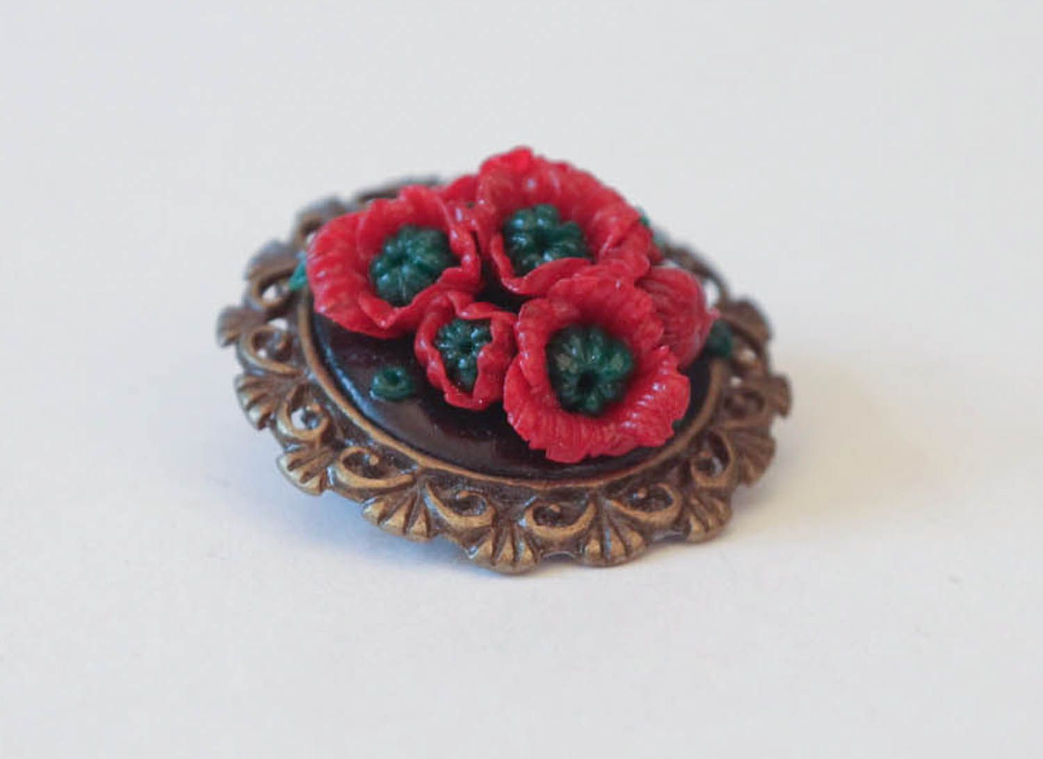 Large brooch Poppies photo 3