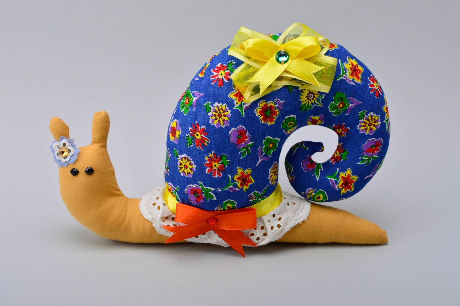 Handmade soft toy snail toy floral fabric stuffed animals birthday gifts for kid photo 3