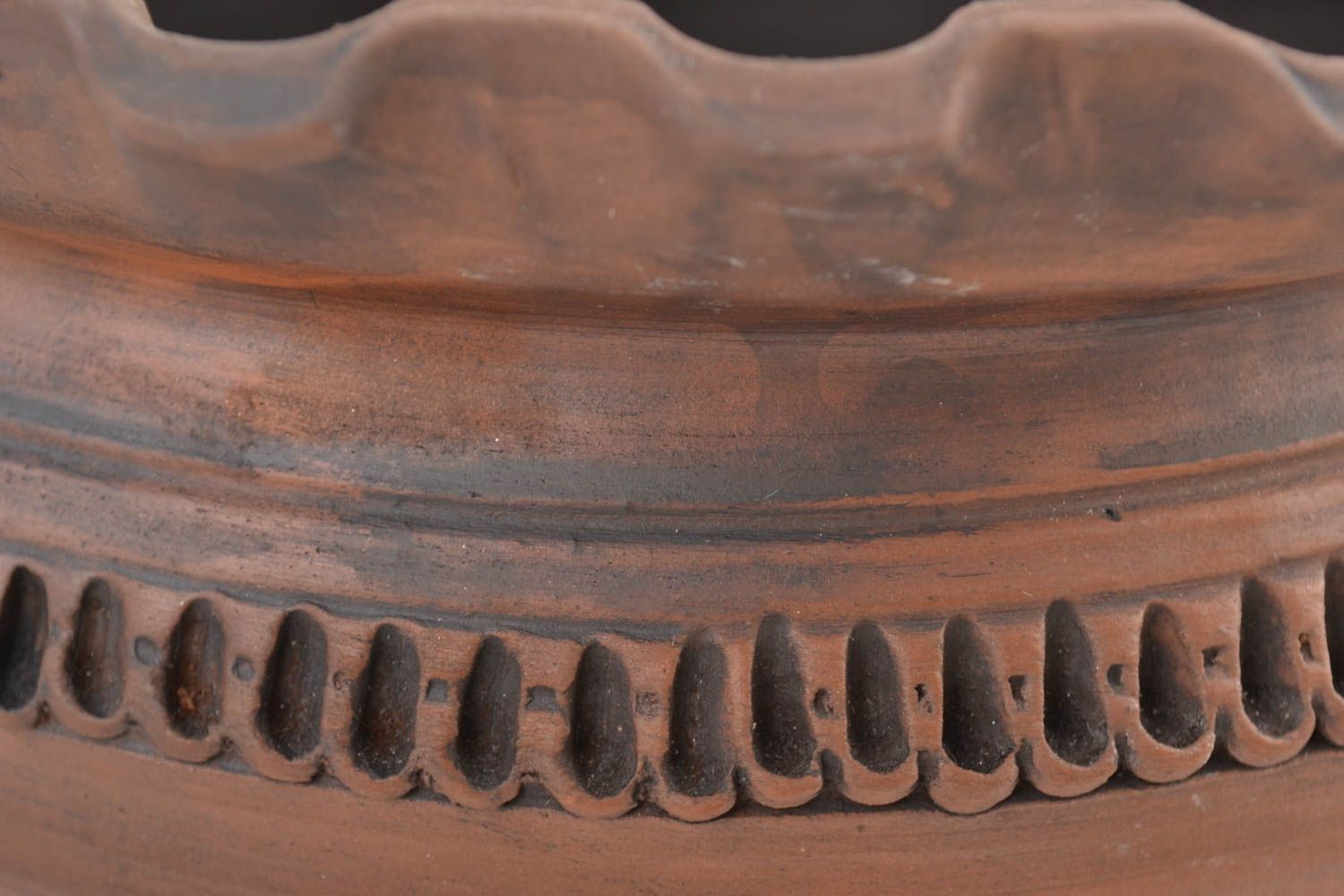 Unusual handmade designer clay pot for baking 3 l home ceramics photo 3