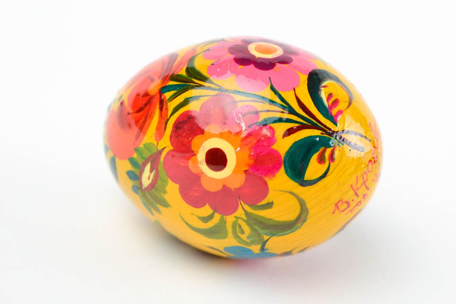 Decoración para Pascua hecha a mano huevo pintado de madera regalo original foto 4