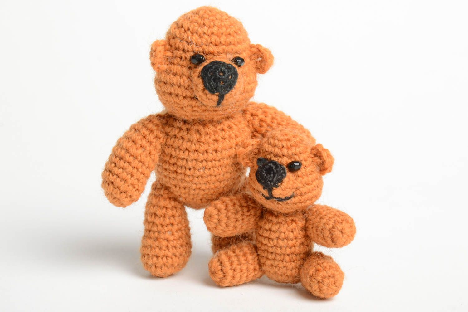 Peluches ours faites main Jouets tricotés au crochet 2 pièces Cadeau enfant photo 4