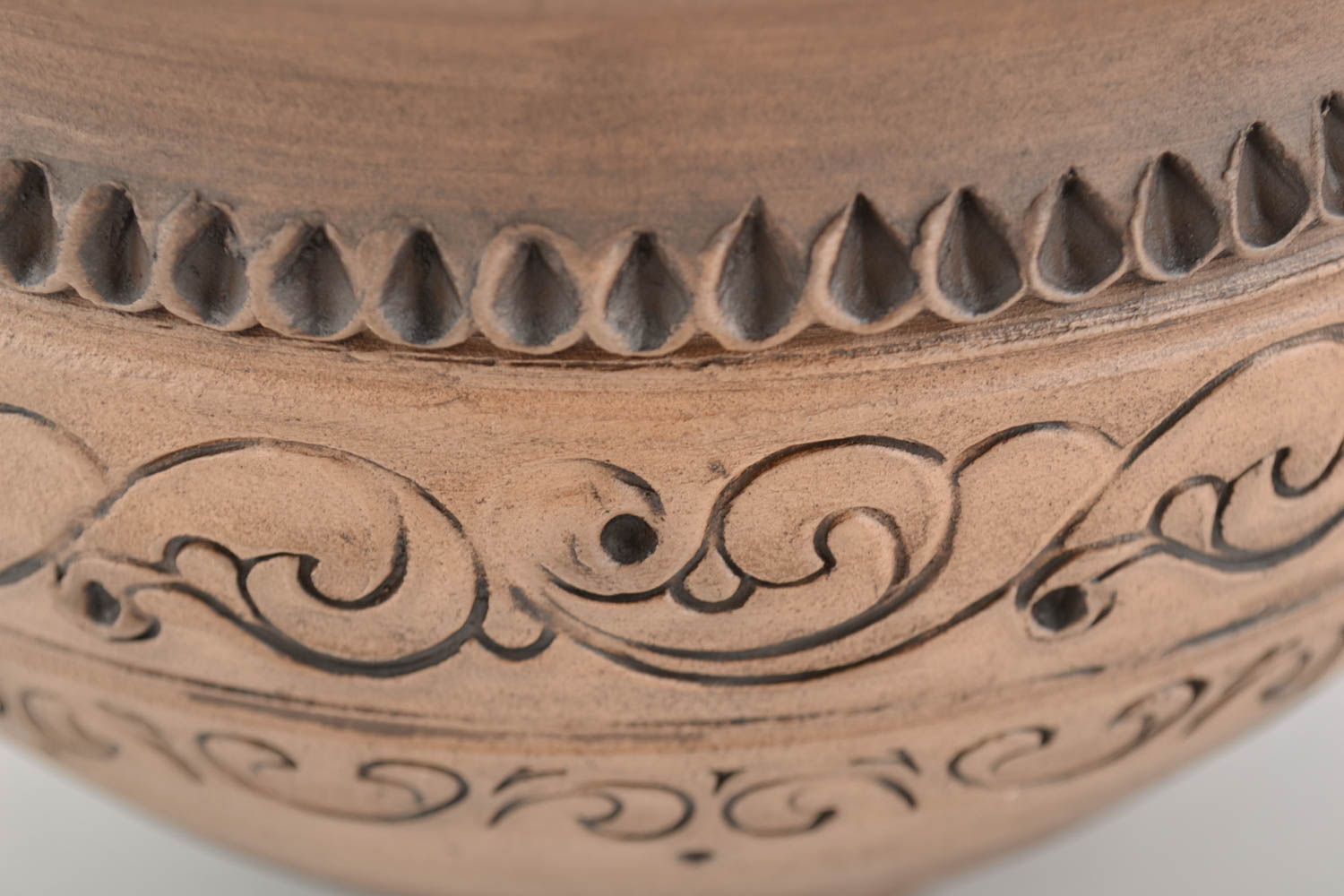 Grand pot à cuire céramique avec couvercle fait main brun 2 l original  photo 3
