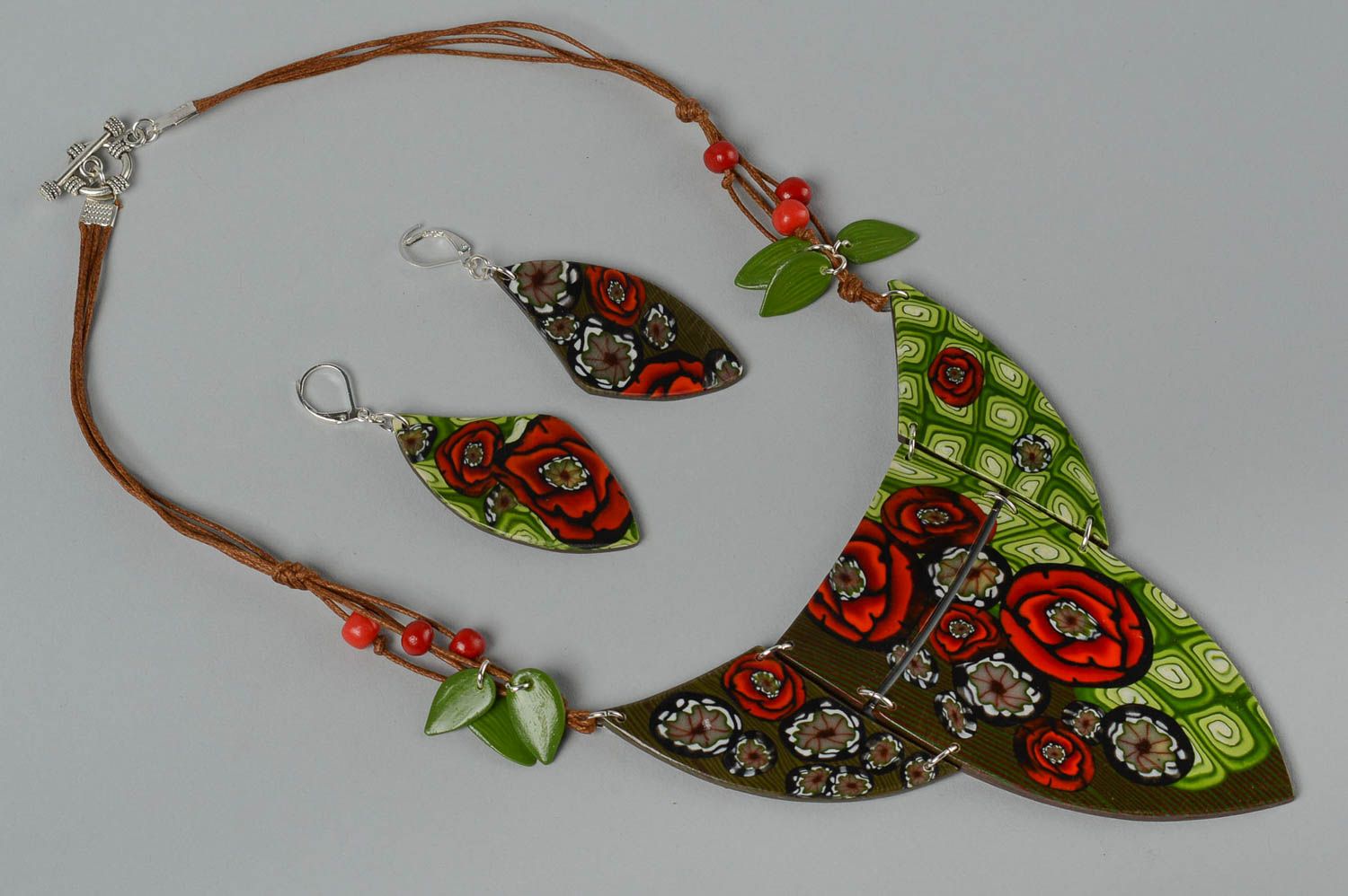 Handmade jewelry set flower earrings fashion necklace polymer clay cool earrings photo 2