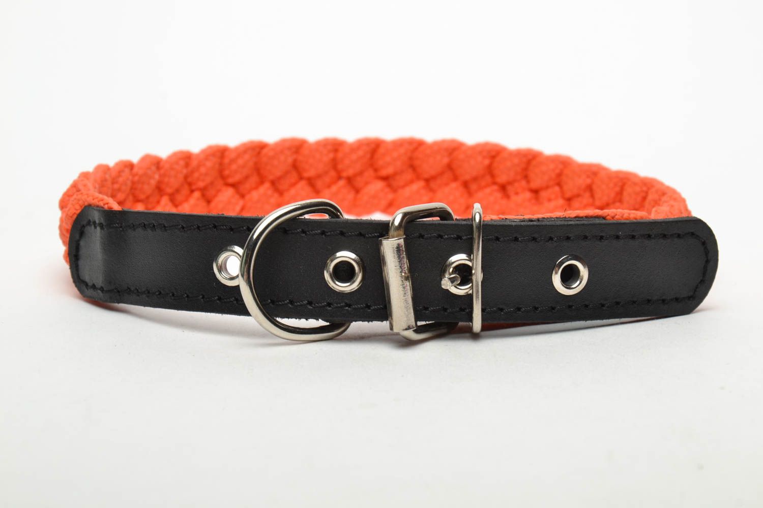 Orange woven dog collar photo 2