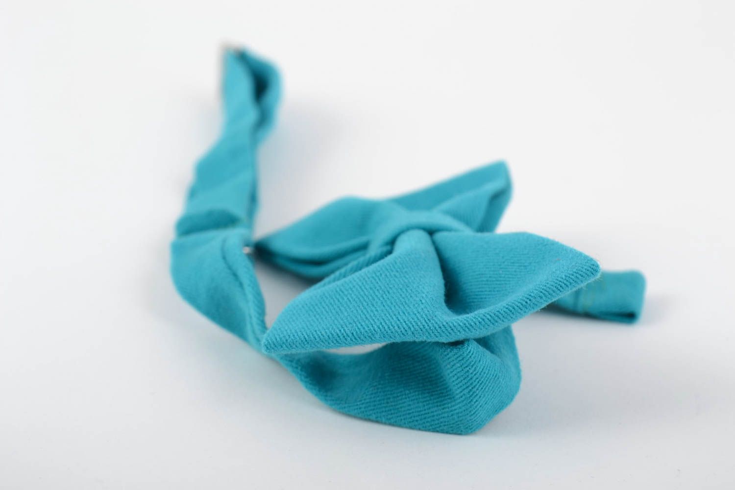 Текстильный галстук-бабочка ручной работы для мужчин и женщин бирюзовый фото 4