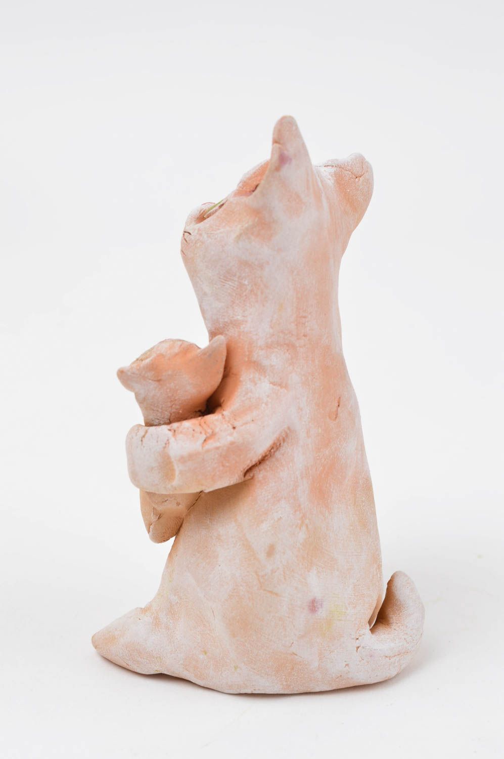 Фигурка из глины кошка ручной работы статуэтка животных статуэтка для декора фото 4