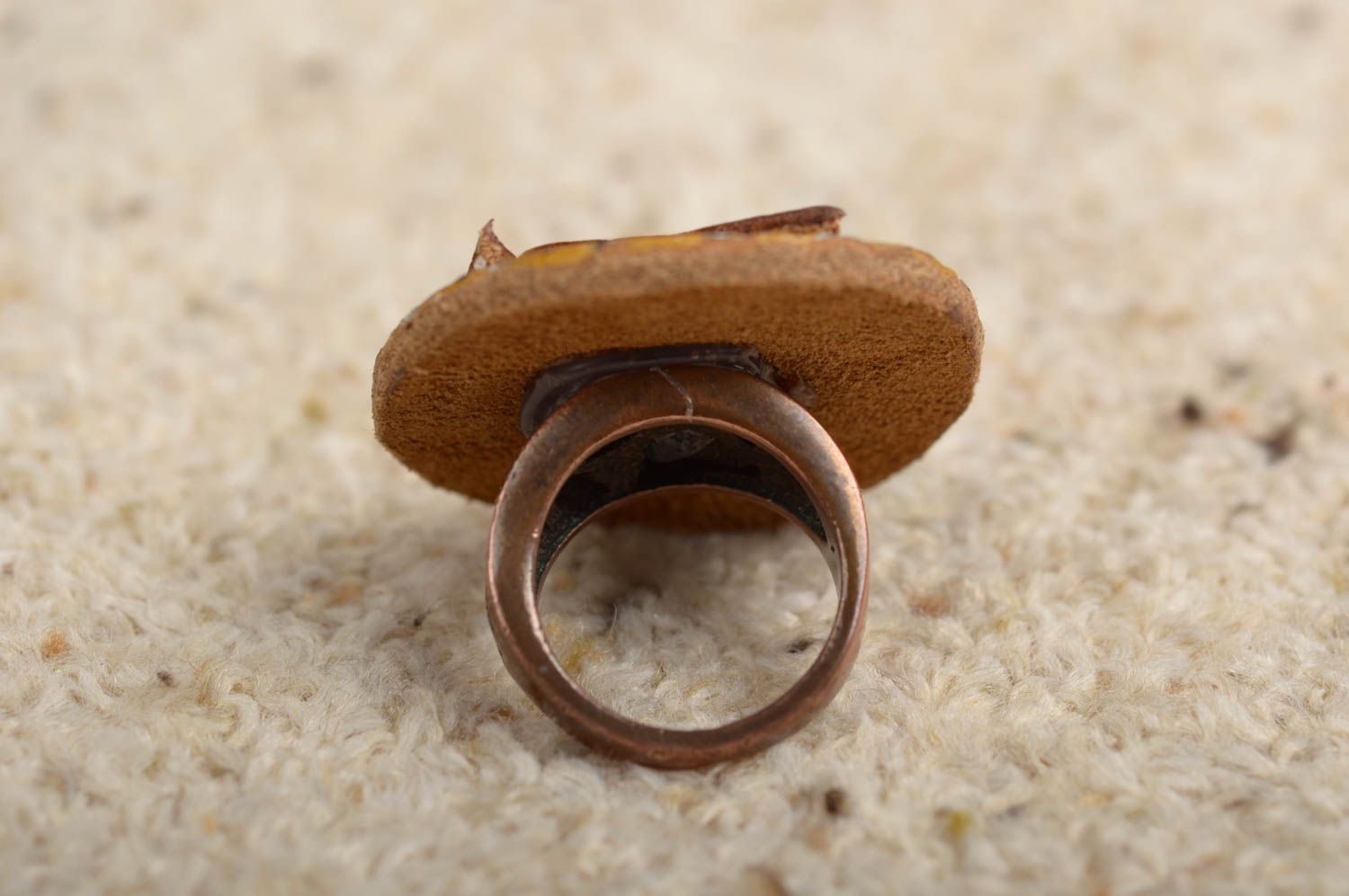 Modischer Leder Schmuck handmade Ring am Finger Damen Modeschmuck mit Bemalung foto 3