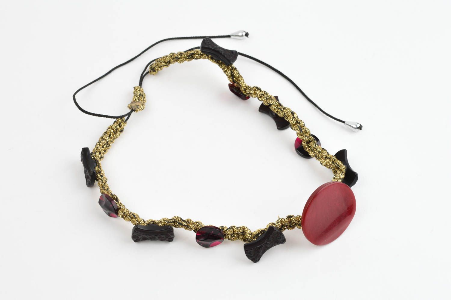 Handmade Rocailles Kette Frauen Accessoire Halskette für Frauen ungewöhnlich rot foto 4