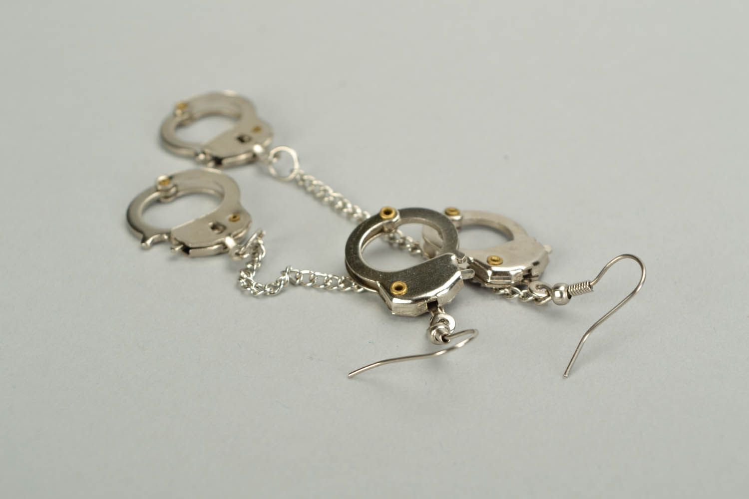 Metal earrings Handcuffs photo 3