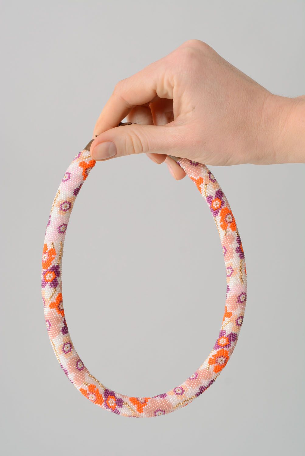 Floral beaded cord necklace photo 4