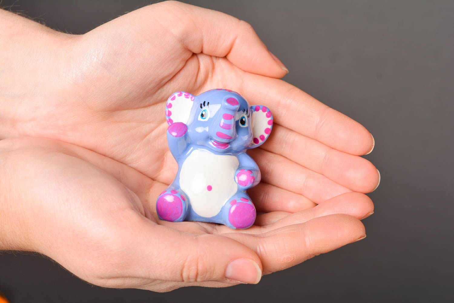 Figura artesanal de yeso regalo para niño decoración de interior Elefante azul foto 2