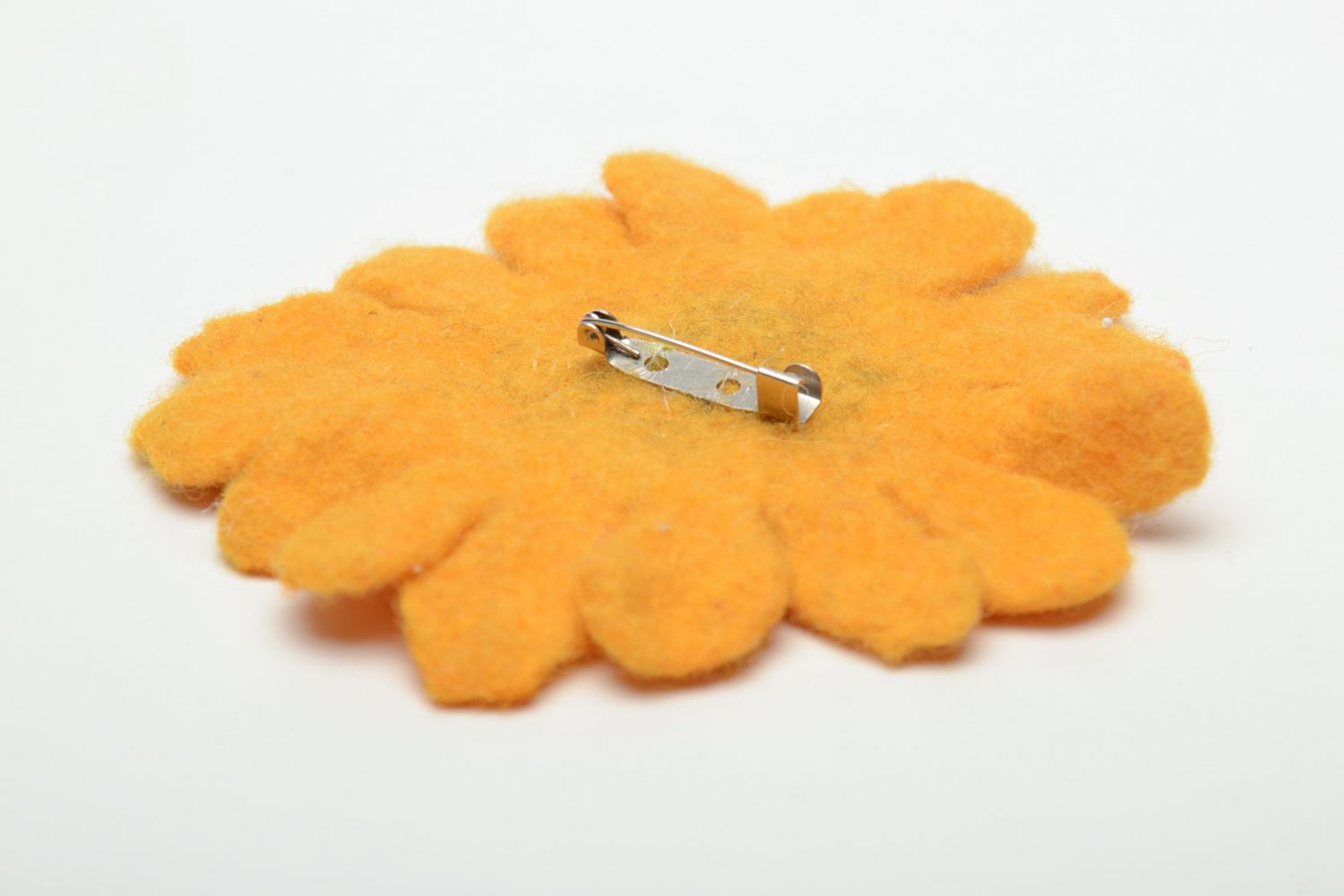 Bright felted wool brooch Sunflower photo 5