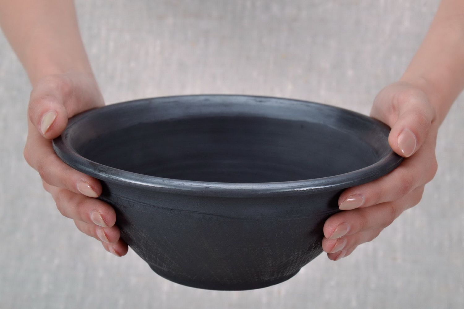 Handmade bowl, black smoke ceramics photo 5