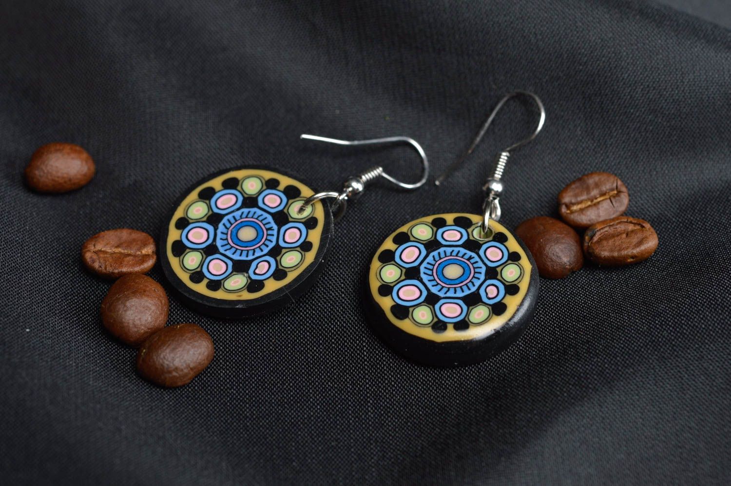 Handmade earrings polymer clay dangling earrings fashion jewelry gifts for her photo 1