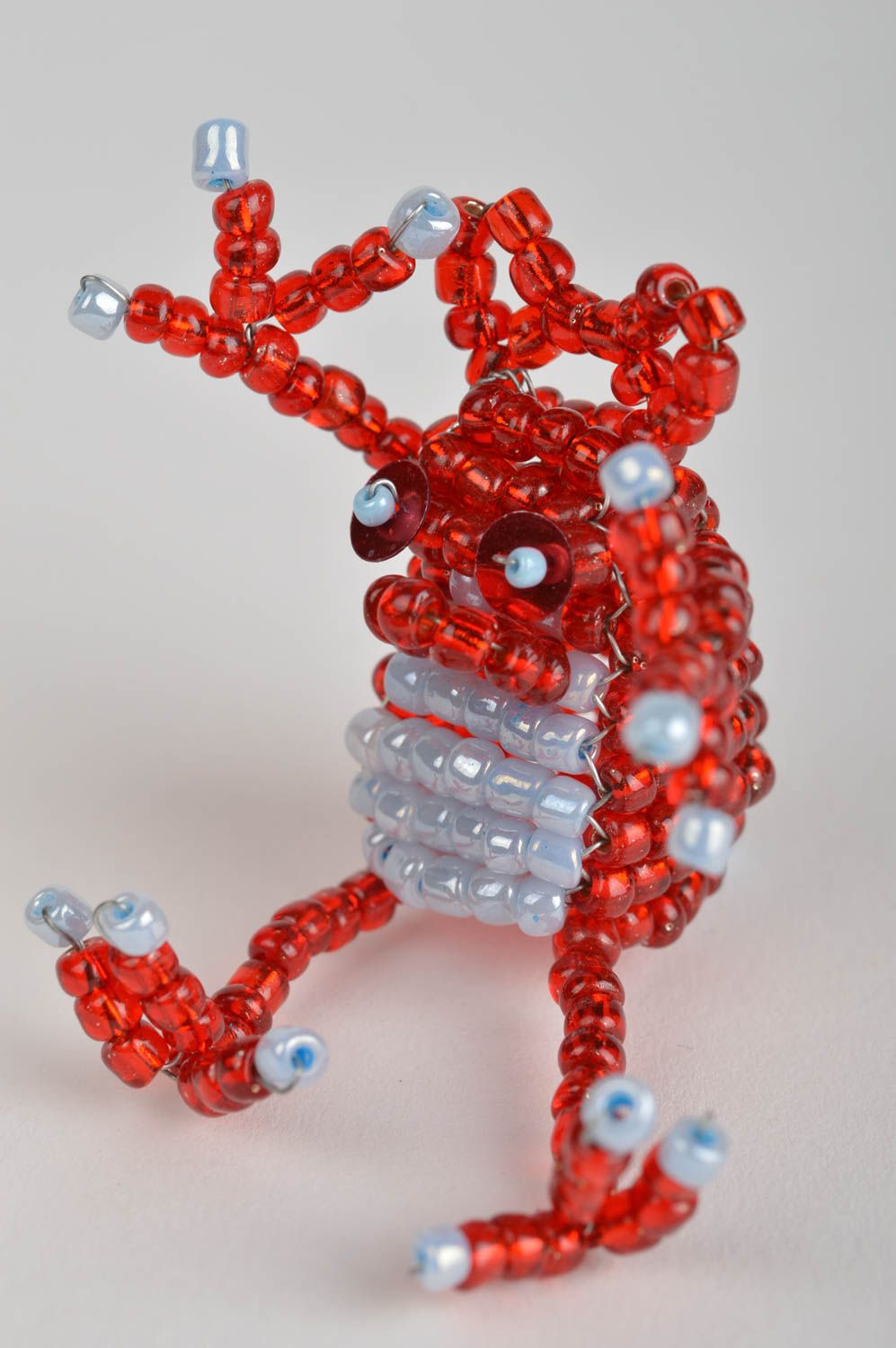 Пальчиковая игрушка лягушка красная забавная из китайского бисера ручной работы фото 4