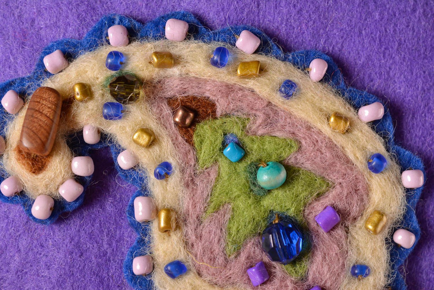 Сумка ручной работы женский кошелек фиолетовый на цепочке сумка из шерсти фото 4