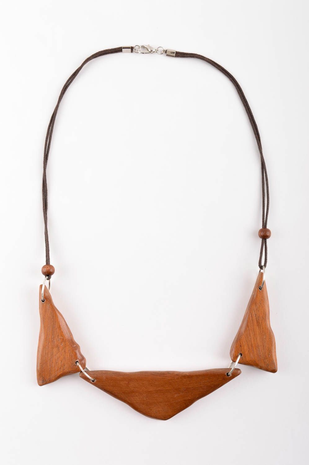 Collana di legno fatta a mano girocollo originale etnico accessorio da donna foto 3