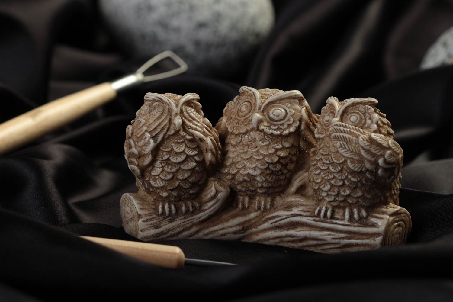 Owl statue handmade gift ideas home decor polymer resin miniature figurines photo 1