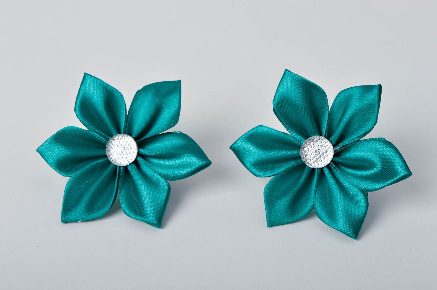 Gomas de pelo hechas a mano regalo original accesorios para niñas de color azul foto 4