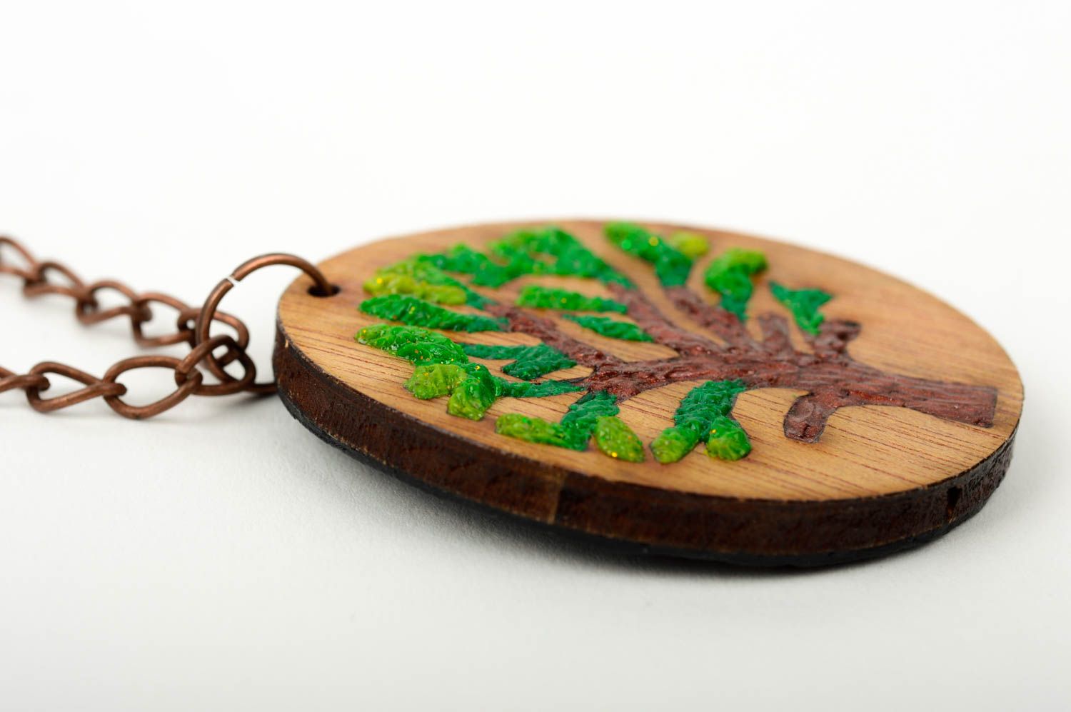 Круглый кулон ручной работы подвеска из дерева красивая бижутерия Дерево фото 3