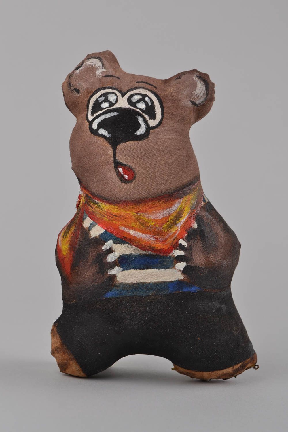 Bemaltes originelles handmade Stofftier mit Duft Bär aus Leinen für Geschenk foto 1