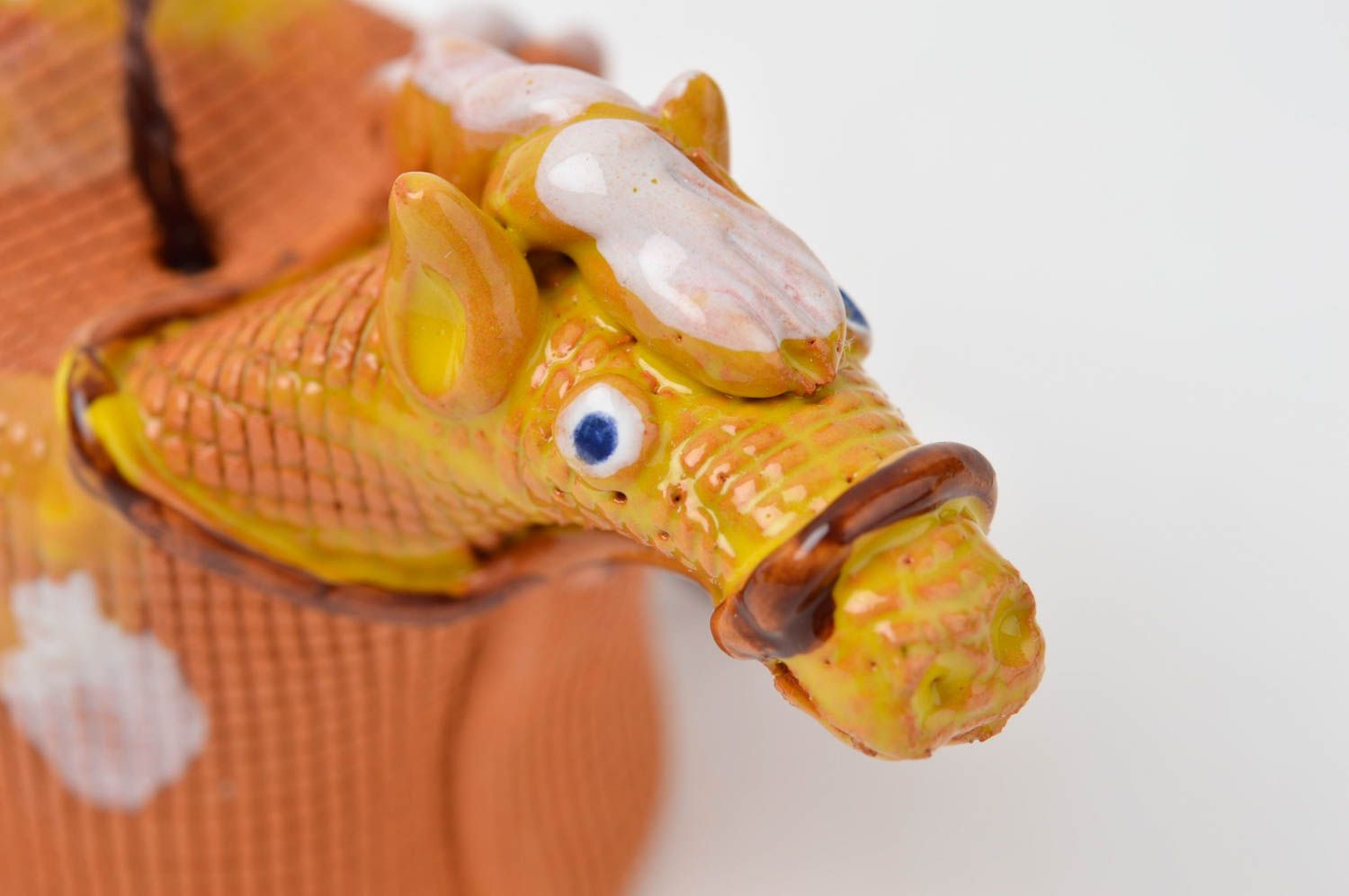Cloche sonnette faite main Clochette à vent cheval céramique Décoration maison photo 5
